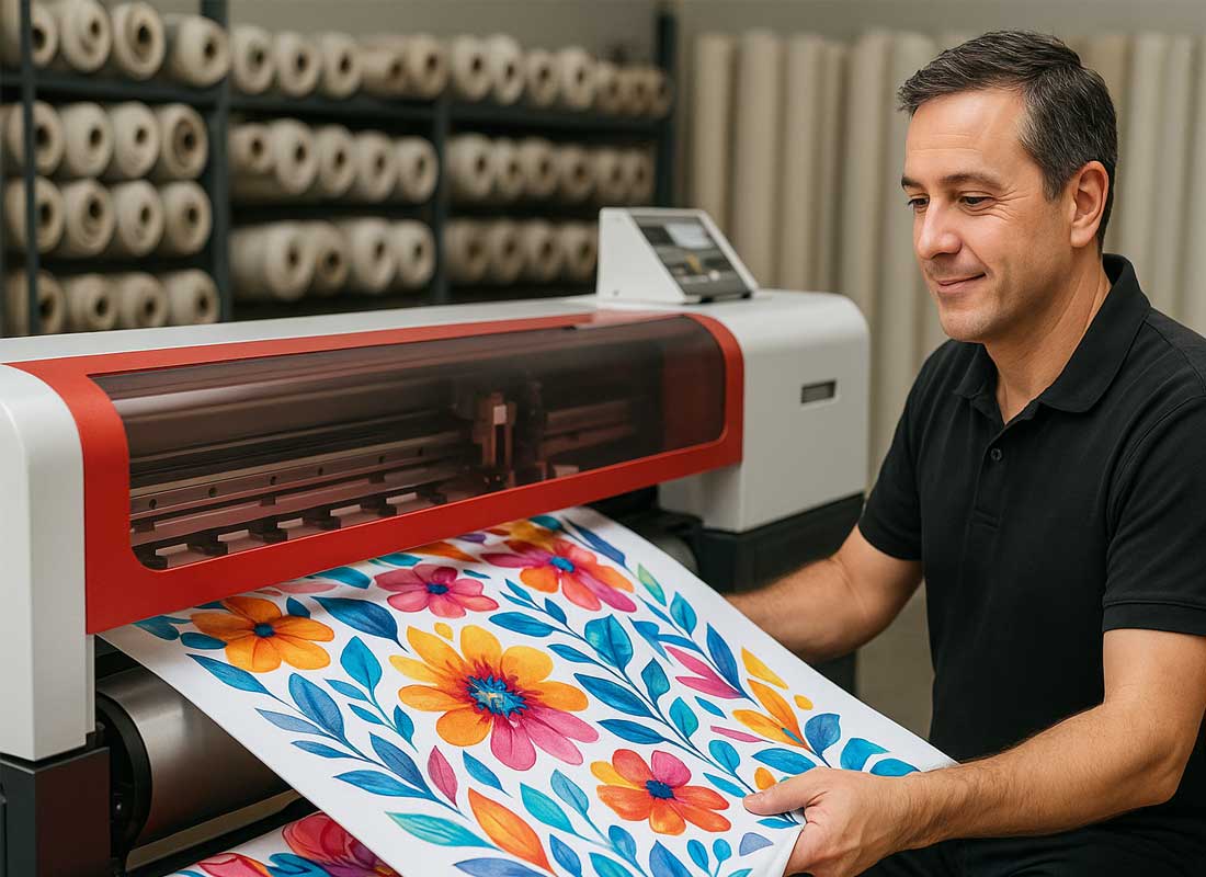 Equipo trabajando en sublimación de tela